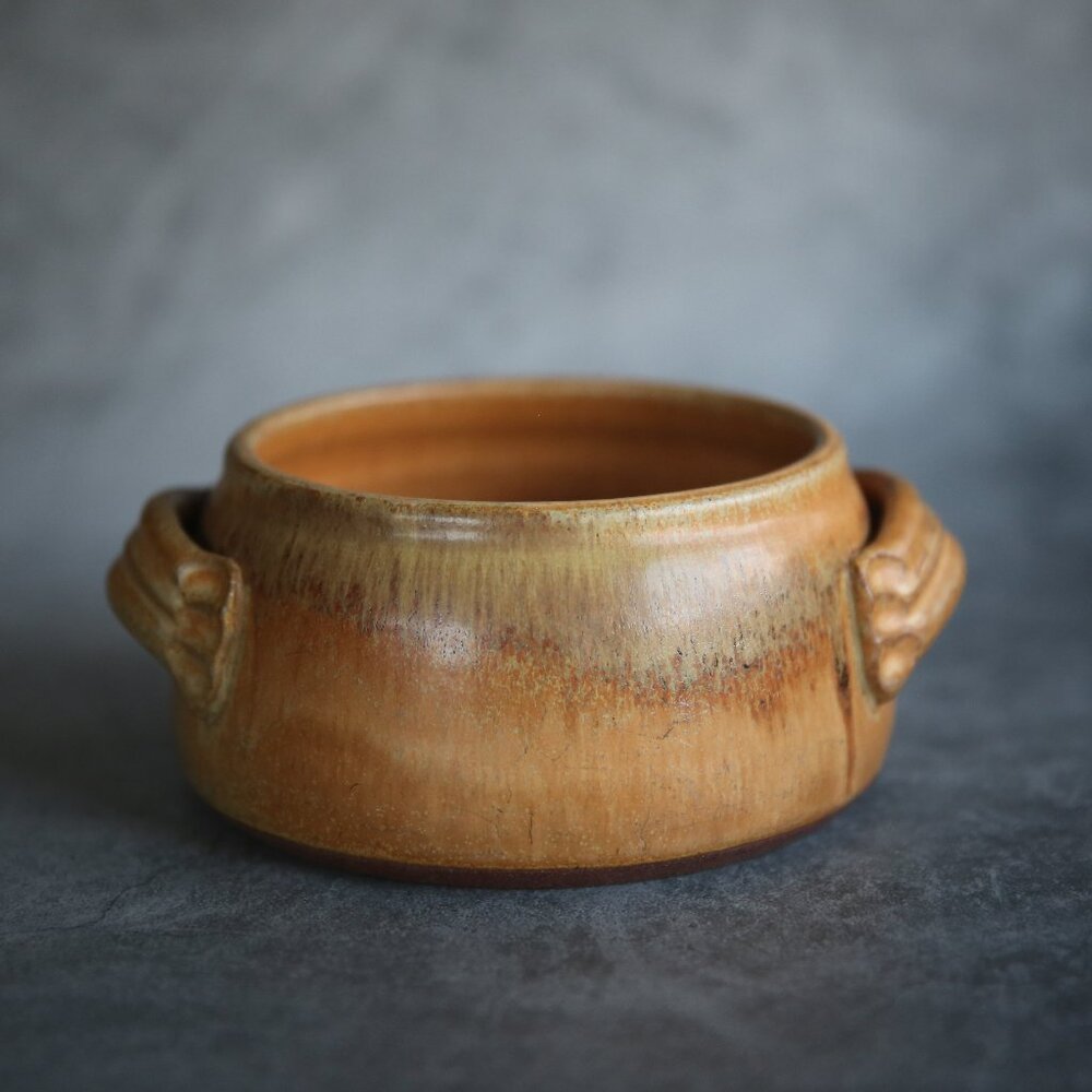 Vintage Handmade Studio Pottery Tureen Brown Glazes Artist Signed